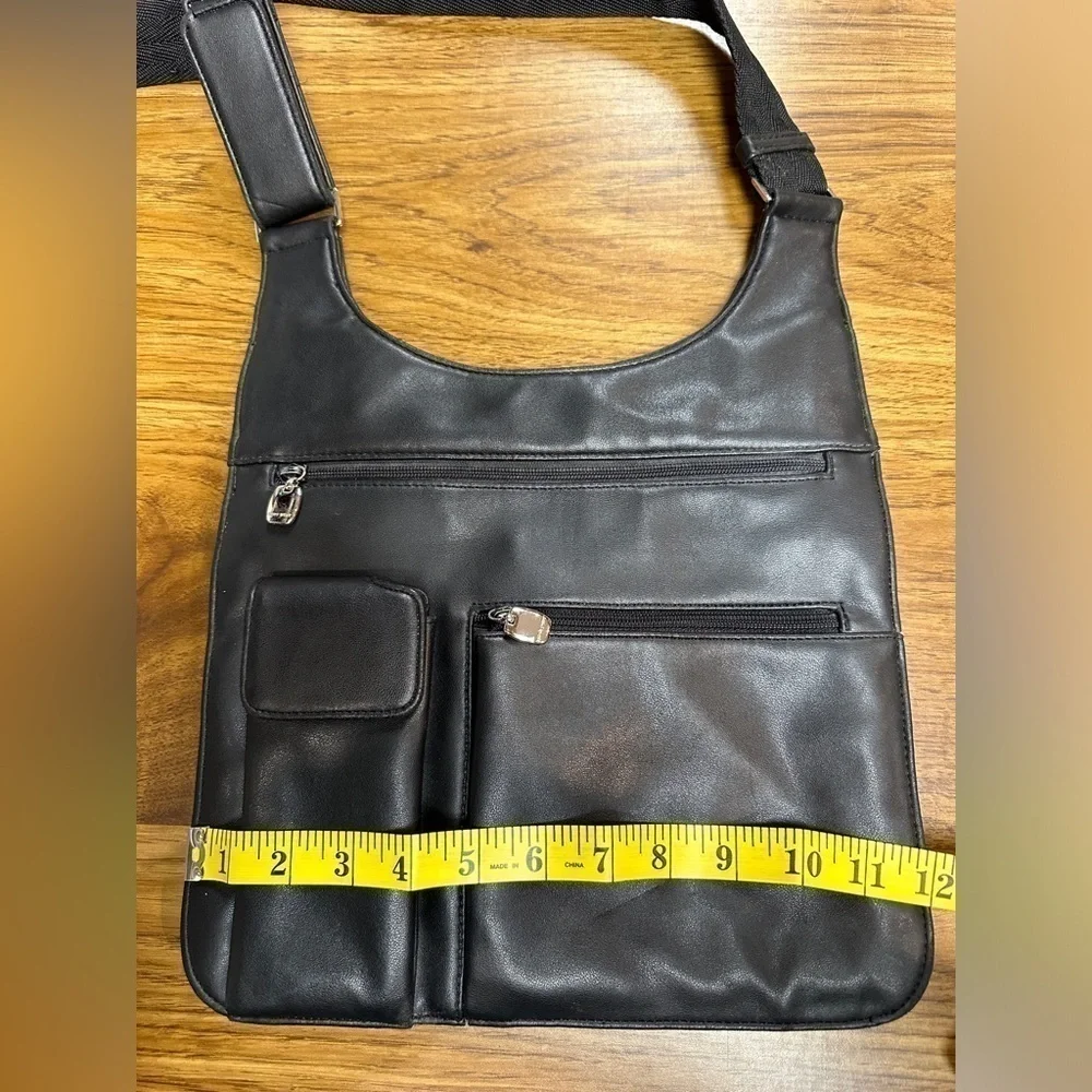 Nine West Black Faux Leather Utility Crossbody Bag Medium Size Lots of Storage